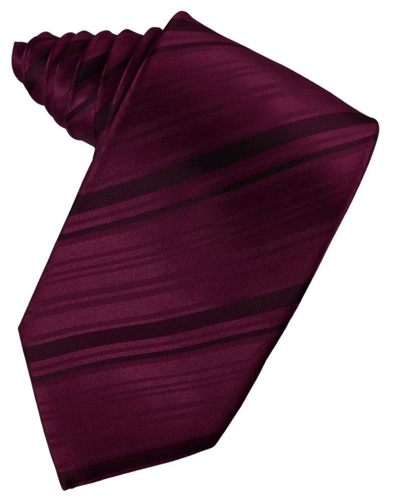 Wine Striped Satin Necktie