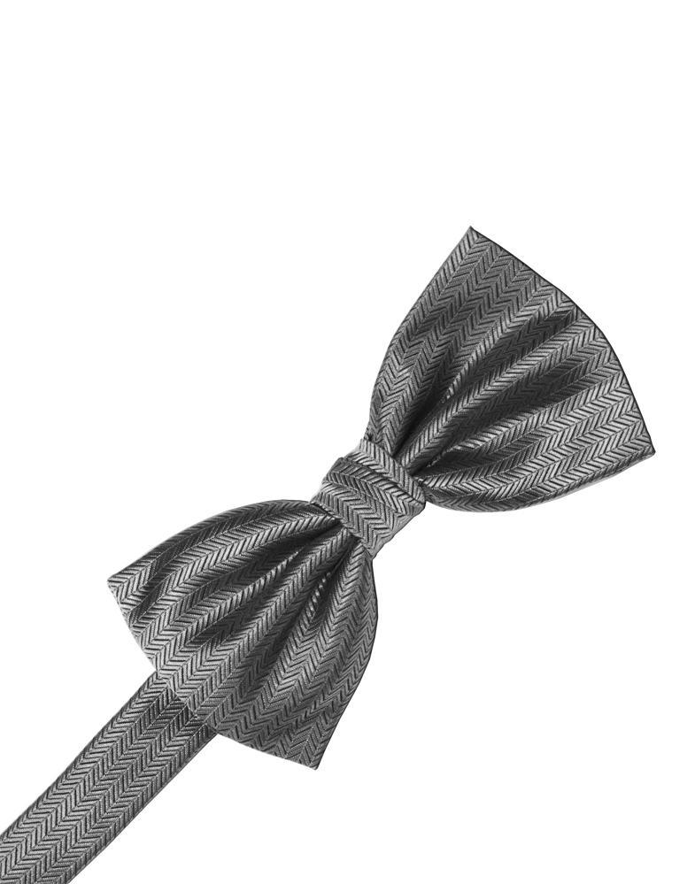 Silver Herringbone Bow Tie
