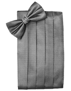 Silver Herringbone Cummerbund