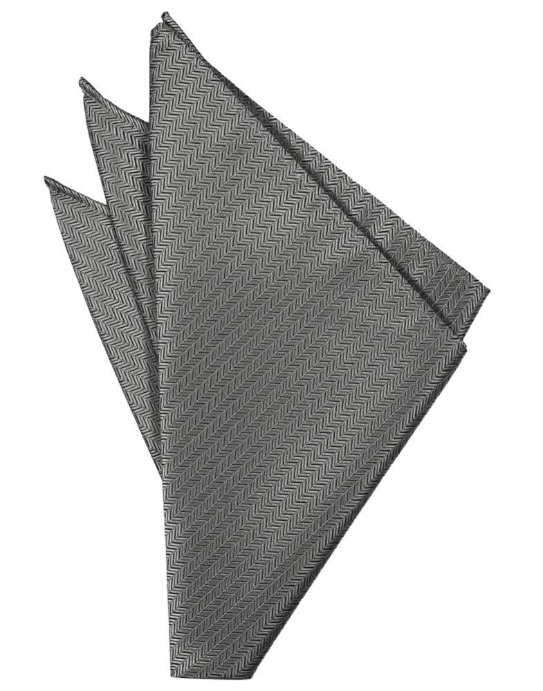 Cardi Silver Herringbone Pocket Square