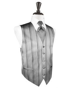Silver Striped Satin Tuxedo Vest