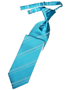 Cardi Turquoise Striped Satin Kids Necktie