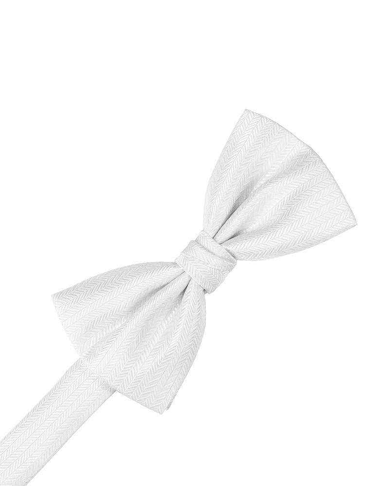 White Herringbone Bow Tie