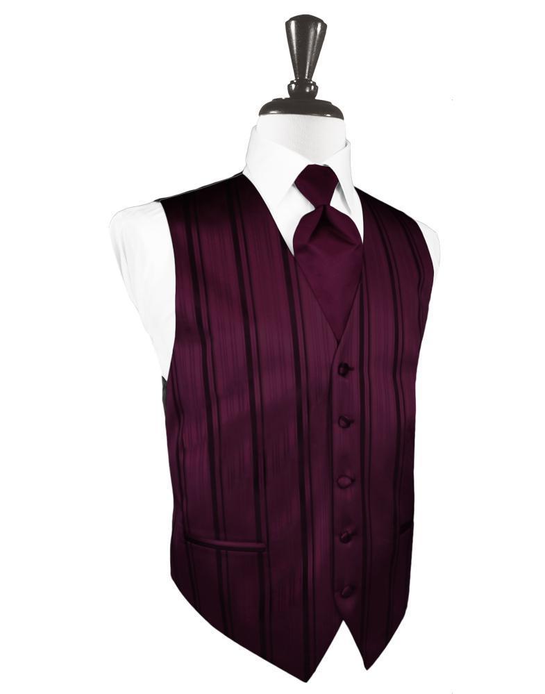 Wine Striped Satin Tuxedo Vest