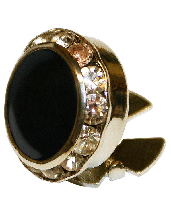 Classic Collection Black Enamel & Rhinestones with Gold Trim Button Cover