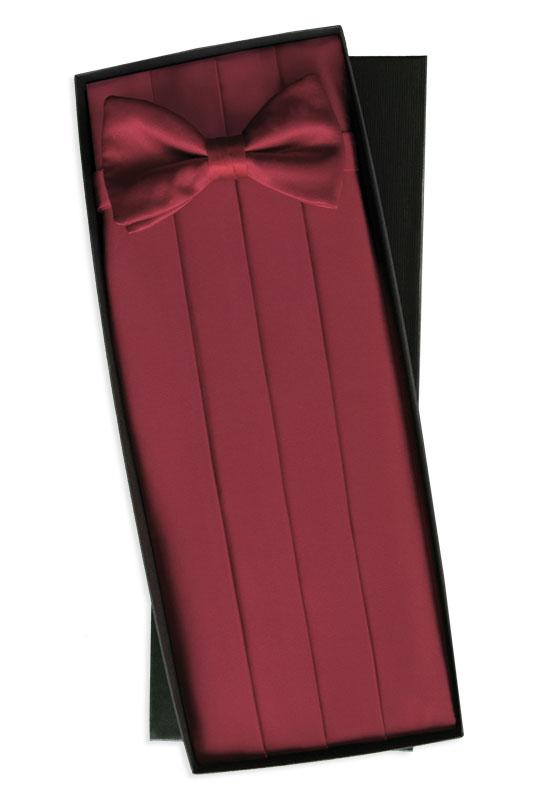 Classic Collection Burgundy Silk Cummerbund & Bow Tie Set