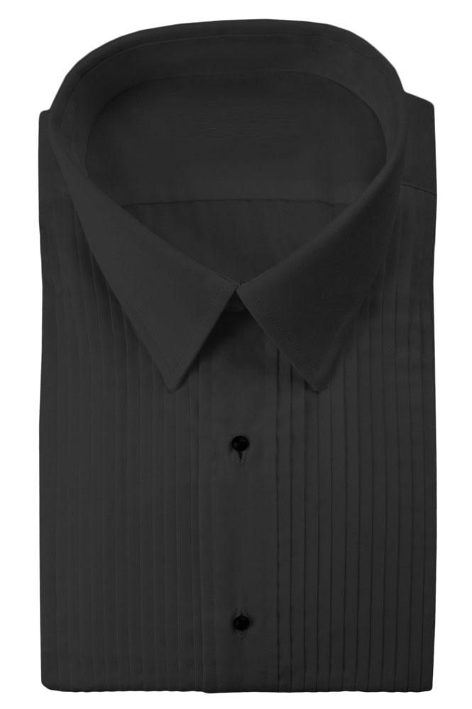 Classic Collection "Enzo" Black Pleated Laydown Tuxedo Shirt