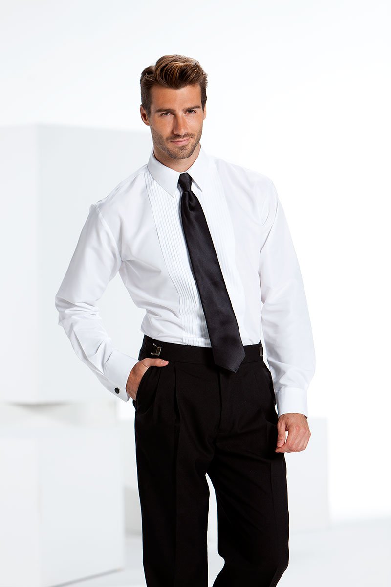 Classic Collection "Gianni" White Laydown Tuxedo Shirt