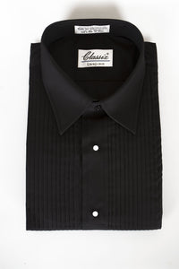 Classic Collection "Simon" Black Pleated Laydown Tuxedo Shirt