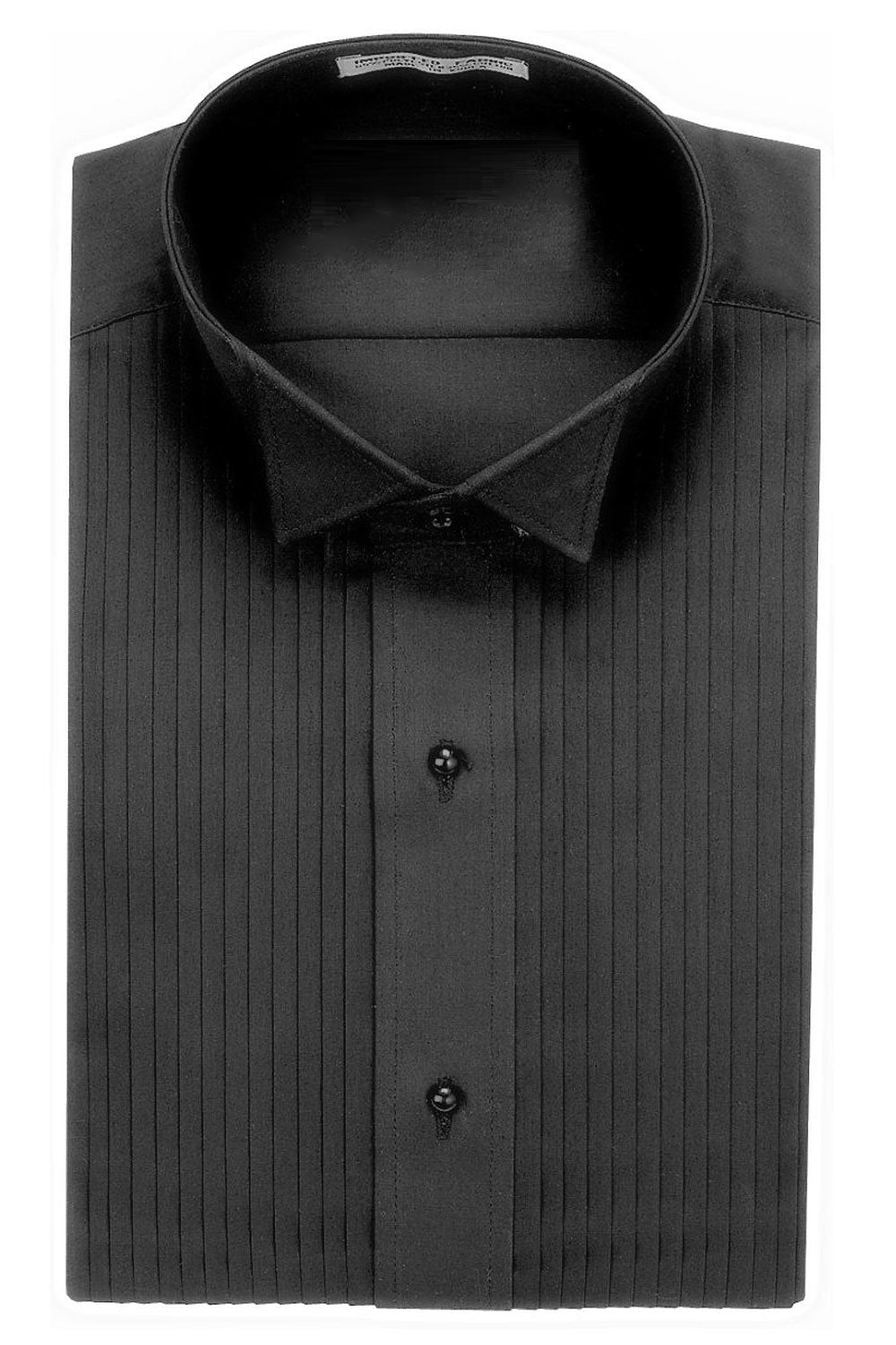 pleated dress shirt Wing Tip Tuxedo Shirt-Black | Shirts Exceptional Wrinkle Resistance Thadeus" Black Pleated Wingtip Tuxedo