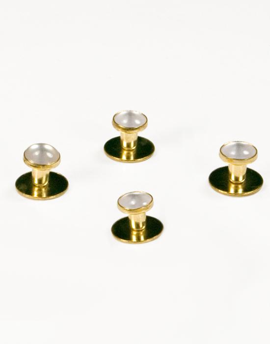 Classic Collection White Enamel Inset with Gold Setting Studs Set