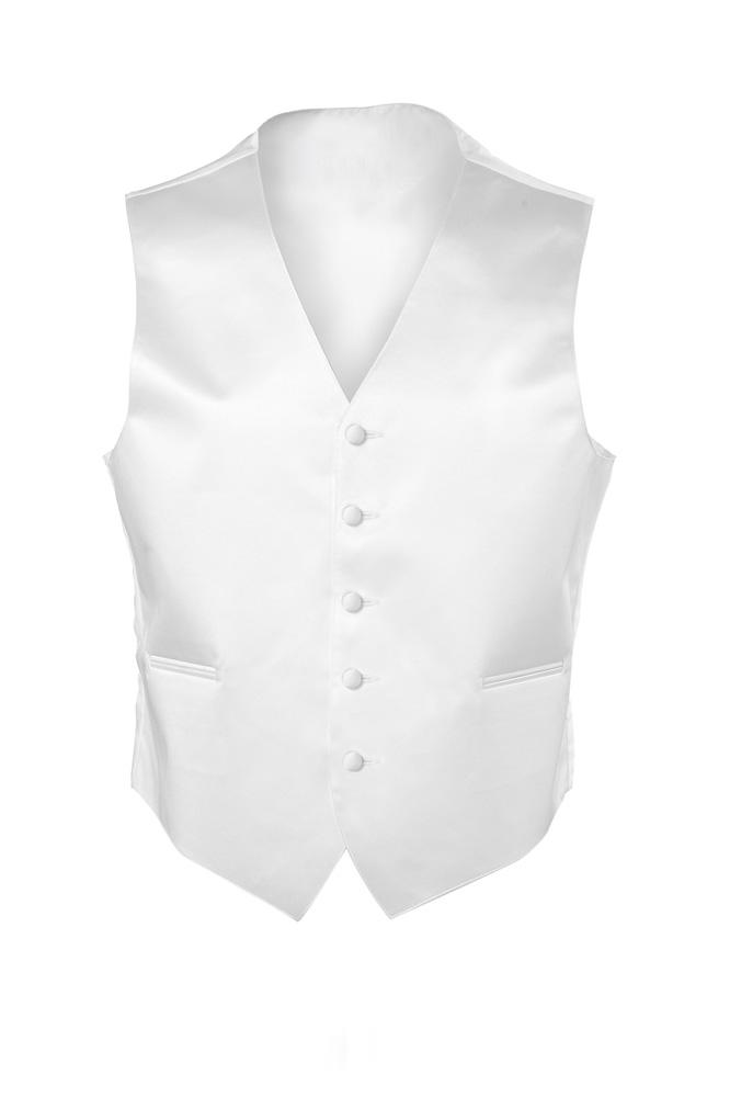 White Satin Tuxedo Vest –