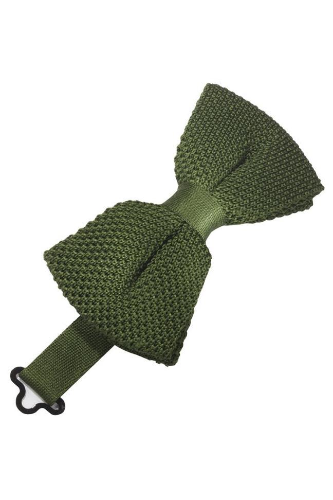 Cristoforo Cardi Army Green Silk Knit Bow Tie
