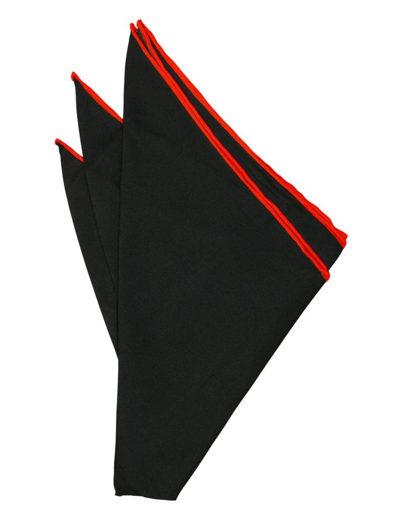 Black Silk with Red Hand Rolled Trim Pocket Square Black Silk with Red Hand Rolled Trim Pocket Square