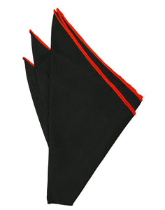 Black Silk with Red Hand Rolled Trim Pocket Square Black Silk with Red Hand Rolled Trim Pocket Square