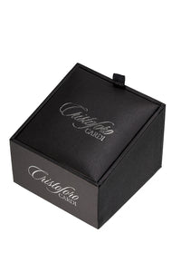 Cristoforo Cardi Black Square Convex Onyx with Gold Edge Studs and Cufflinks Set