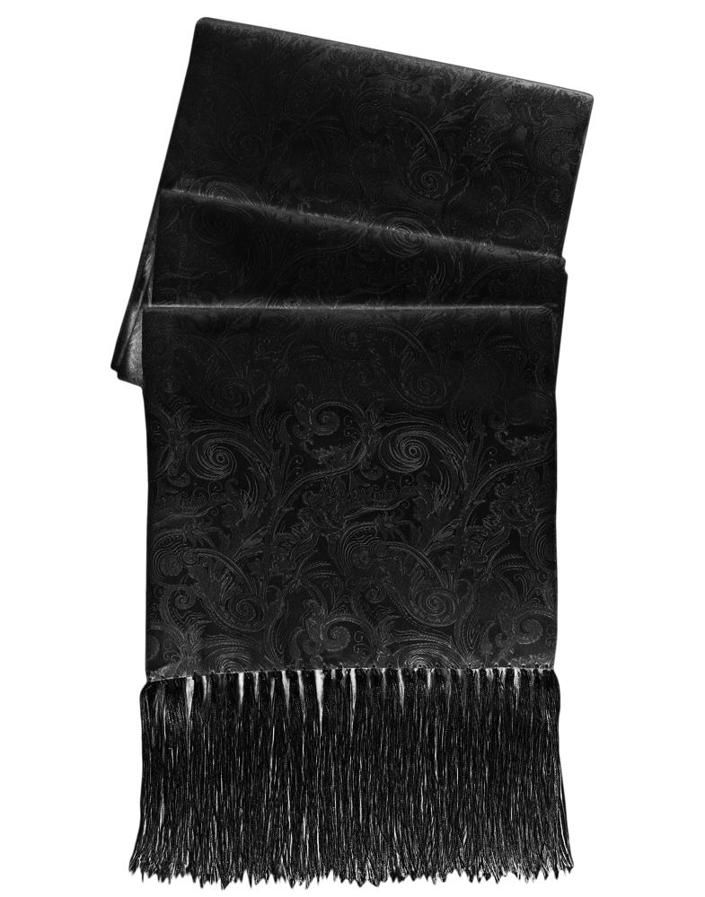 Cristoforo Cardi Black Tapestry Silk Tuxedo Scarf