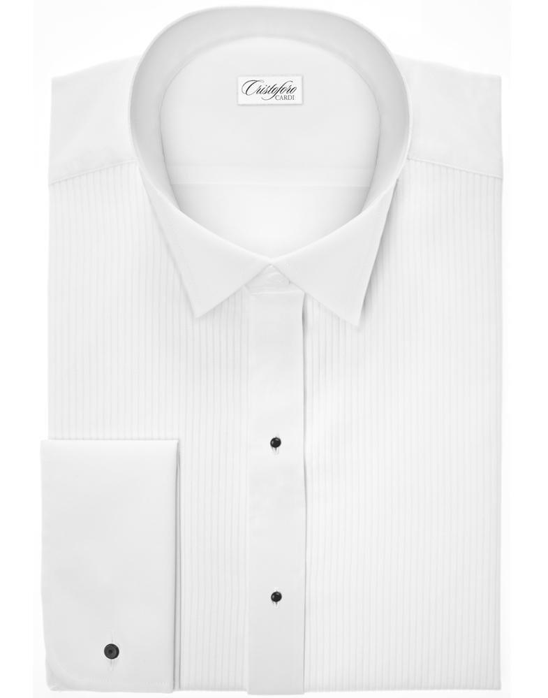 Cristoforo Cardi "Carlo" White Swiss Pleat Wingtip Tuxedo Shirt