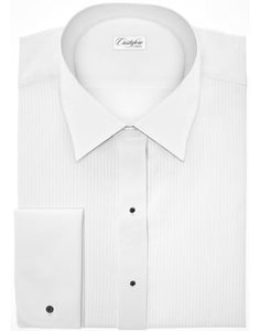 Cristoforo Cardi Dominic White Swiss Pleat Laydown Tuxedo Shirt 16.5 36-37