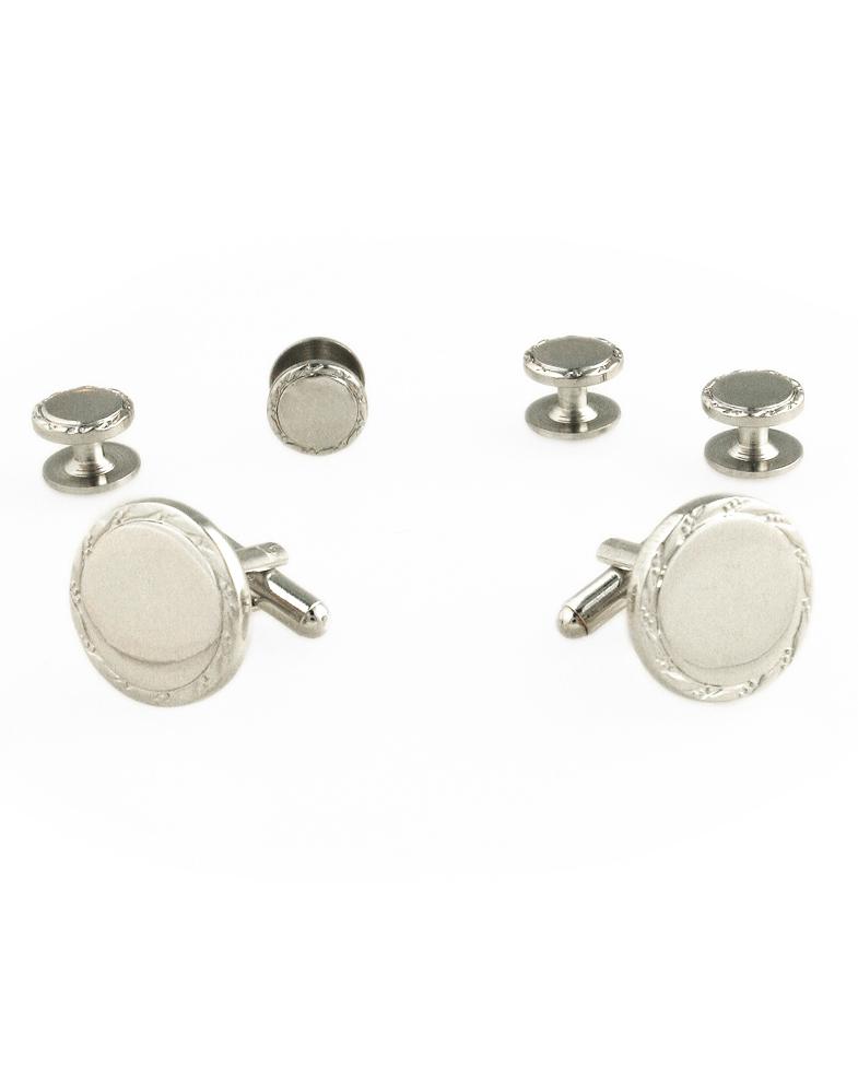 Cristoforo Cardi Engravable Silver Studs and Cufflinks Set