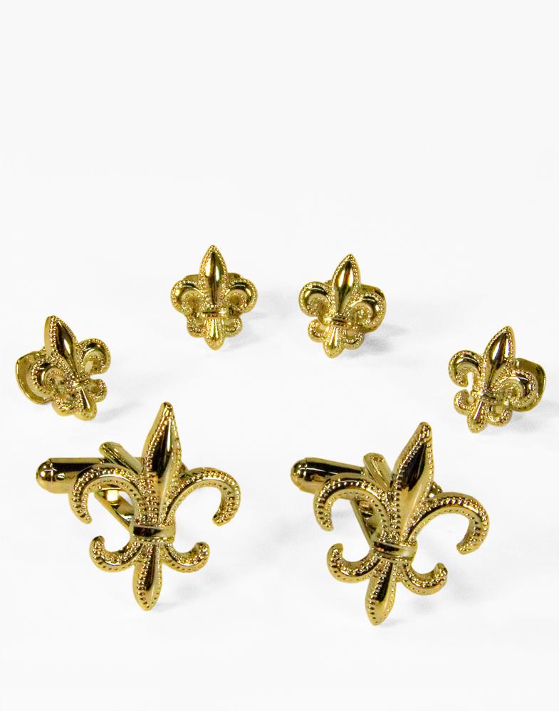 Fleur de Lis Gold Studs and Cufflinks Set Fleur de Lis Gold Studs and Cufflinks Set