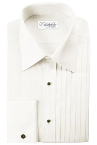Cristoforo Cardi "Milan" Ivory Pleated Laydown Tuxedo Shirt