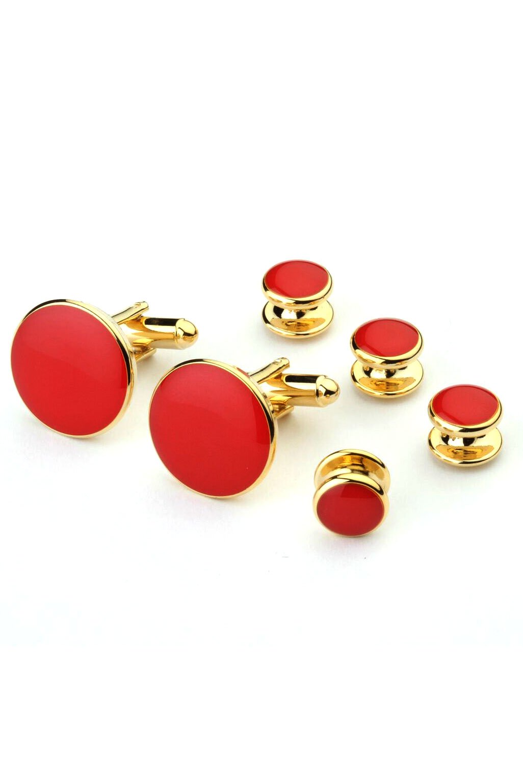 Red with Gold Trim Studs and Cufflinks Set Red with Gold Trim Studs and Cufflinks Set