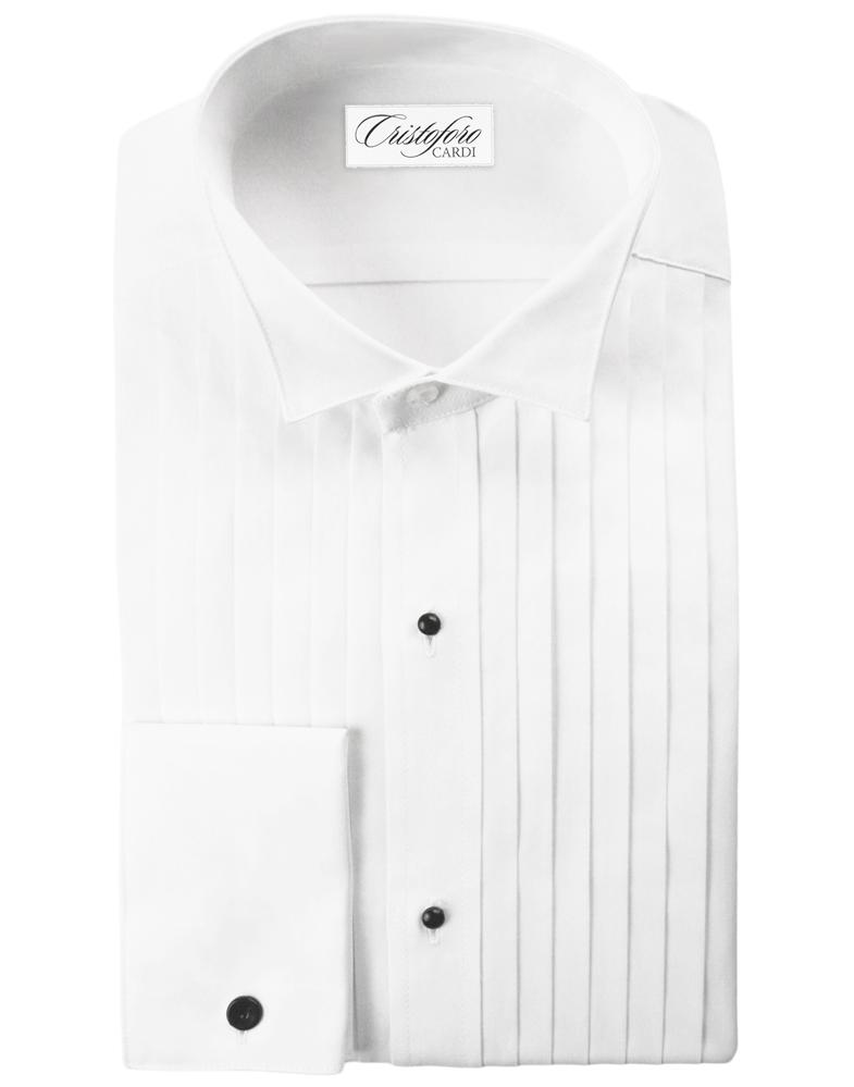 Cristoforo Cardi "Roma" White Pleated Wingtip Tuxedo Shirt