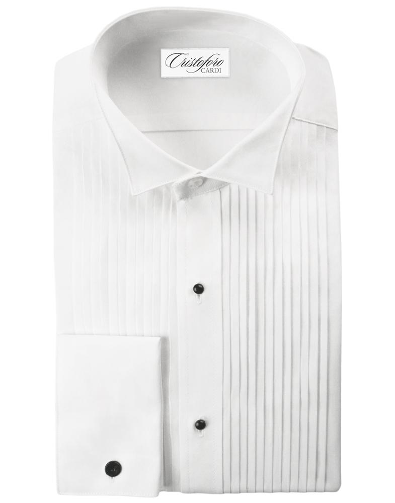 Cristoforo Cardi "Verona" White Pleated Wingtip Tuxedo Shirt