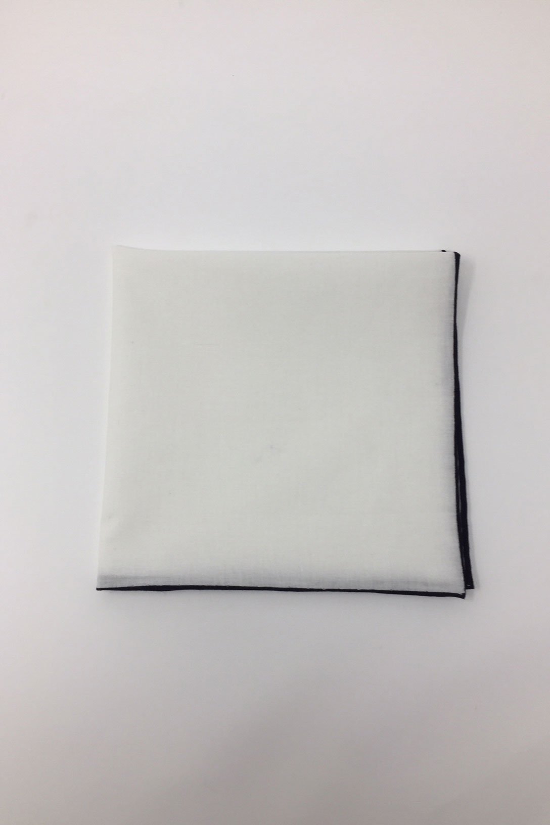 White Cotton with Black Border Pocket Square White Cotton with Black Border Pocket Square