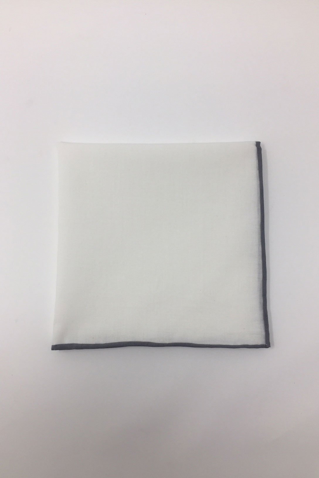 White Cotton with Grey Border Pocket Square White Cotton with Grey Border Pocket Square