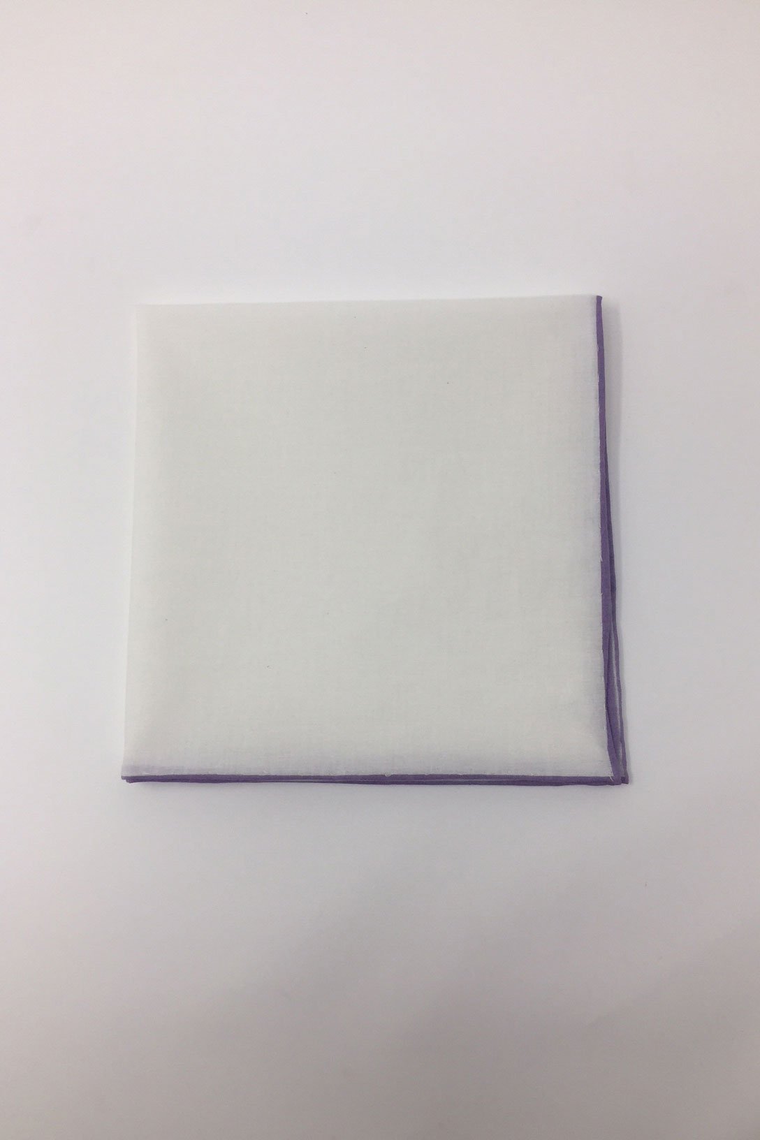 Cristoforo Cardi White Cotton with Lavender Border Pocket Square