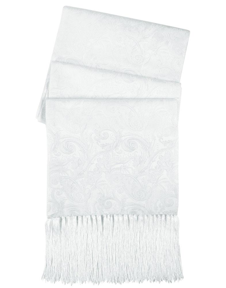 Cristoforo Cardi White Tapestry Silk Tuxedo Scarf