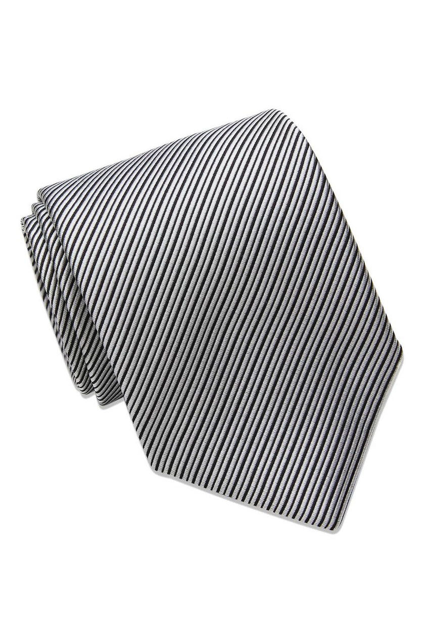 David Donahue Black and White Twill Weave Italian Silk Necktie