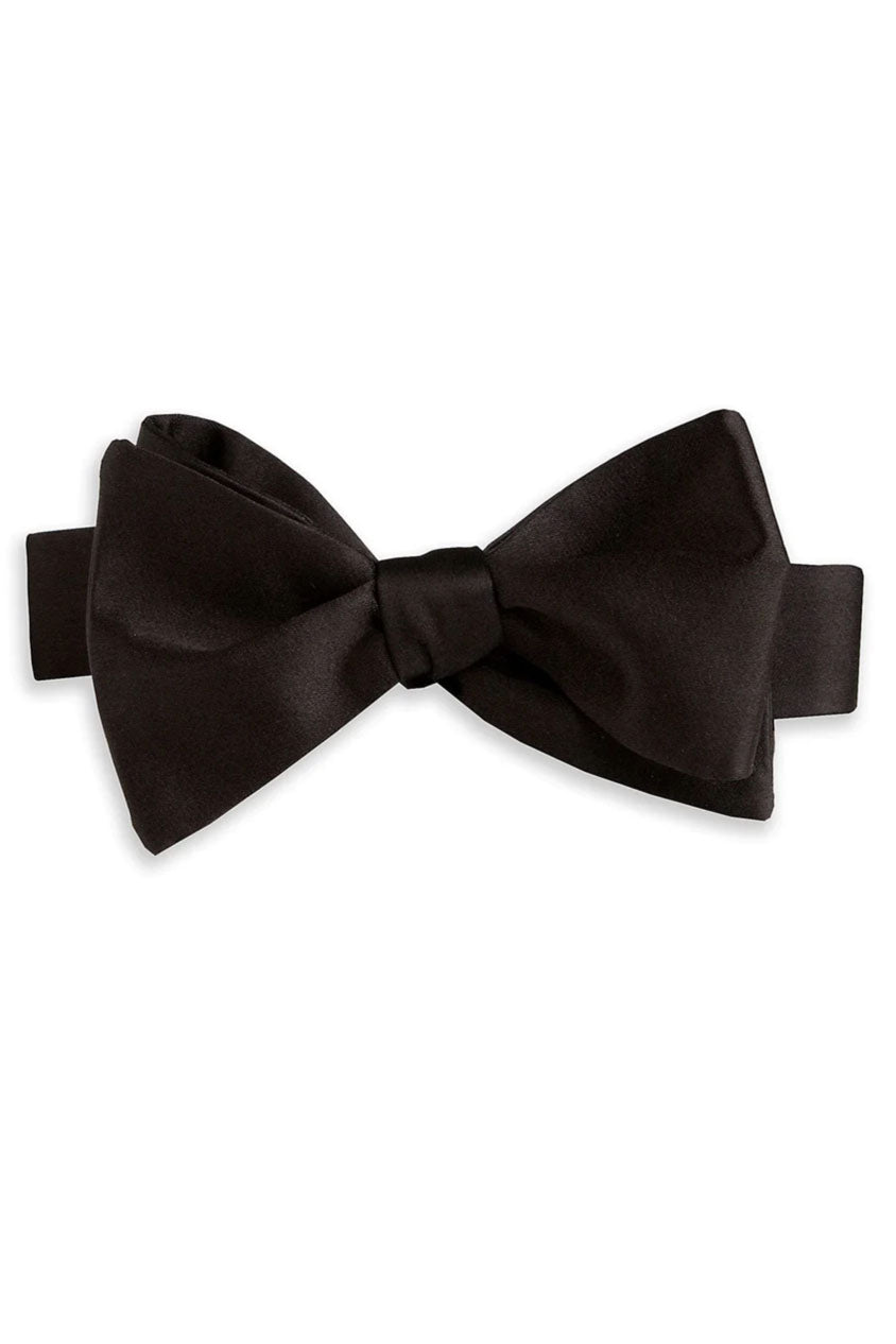 Black Satin Self Tie Bow Tie