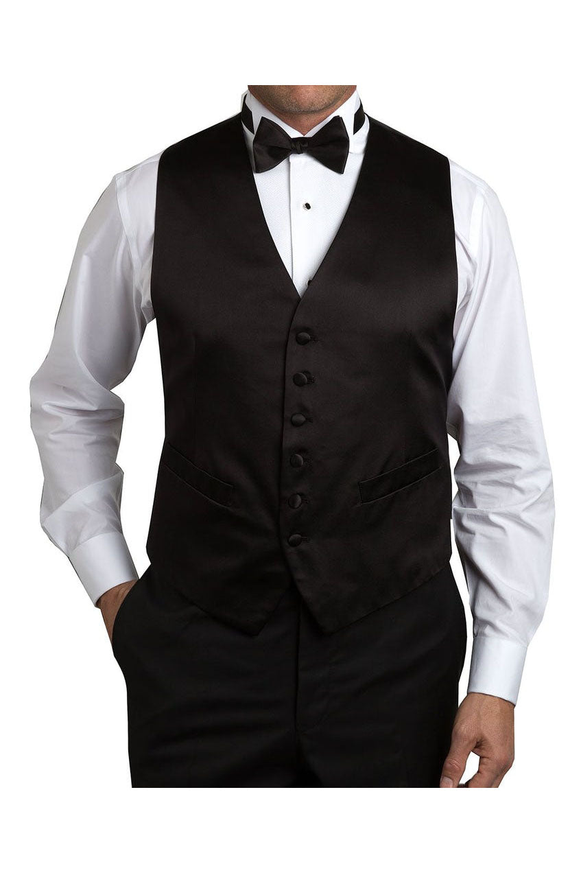 Black Silk Satin Tuxedo Vest