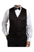 David Donahue Black Silk Satin Tuxedo Vest