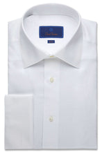 David Donahue Boxed French Cuff White Tuxedo Shirt