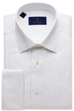 David Donahue "Classic 18 Pleat" White Pleated Laydown Tuxedo Shirt