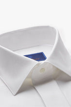 David Donahue Diamond Pattern Covered Placket French Cuff White Tuxedo Shirt