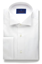David Donahue Pique White Wing Collar Tuxedo Shirt