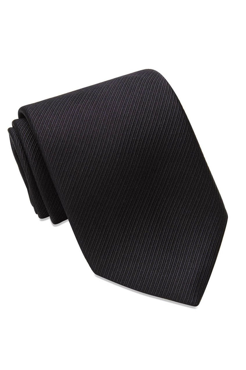 David Donahue Self Tie Black Twill Weave Italian Silk Necktie