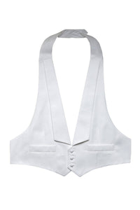 White Pique Backless Tuxedo Vest –