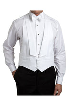 David Donahue White Pique Backless Tuxedo Vest