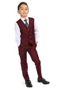 Ferrecci "Jax" Kids Burgundy Suit 5-Piece Set