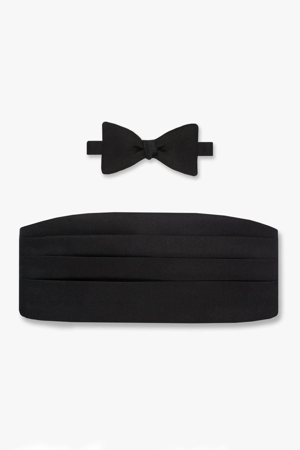 Gitman Black Silk Satin Bow Tie & Cummerbund Set