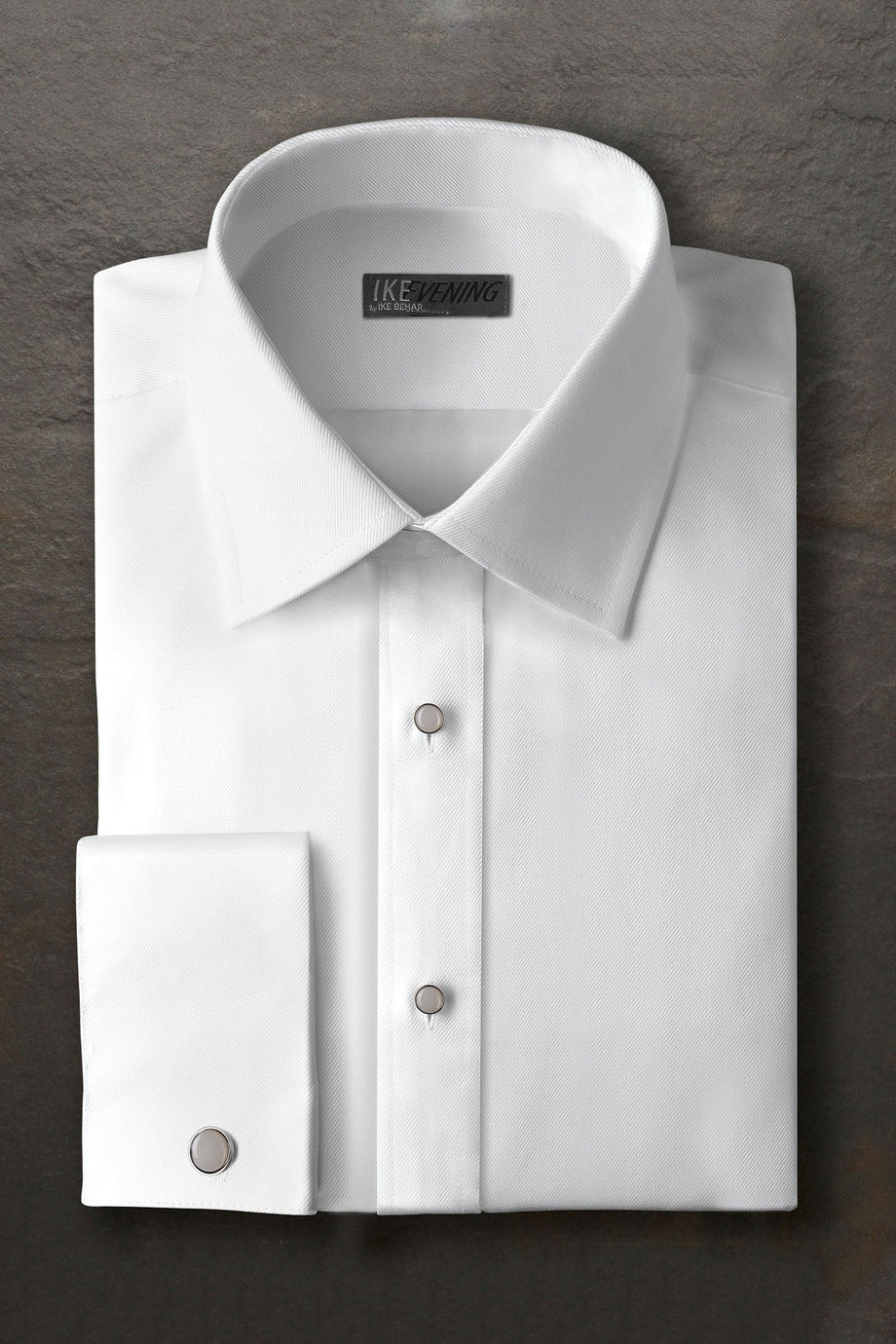 Ike Behar "Evan" White Laydown Tuxedo Shirt