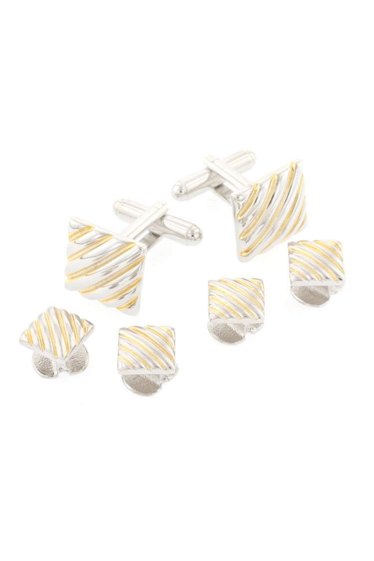 JJ Weston Two Tone Studs and Cufflinks Set