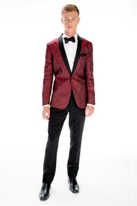 Mark of Distinction Apple Red Paisley Aries Slim Fit Tuxedo