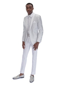 Mark Of Distinction "Aries" White Paisley Shawl Tuxedo Jacket (Separates)
